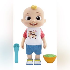 NWT Cocomelon Deluxe Interactive JJ Doll with Bowl of Peas, Spoon